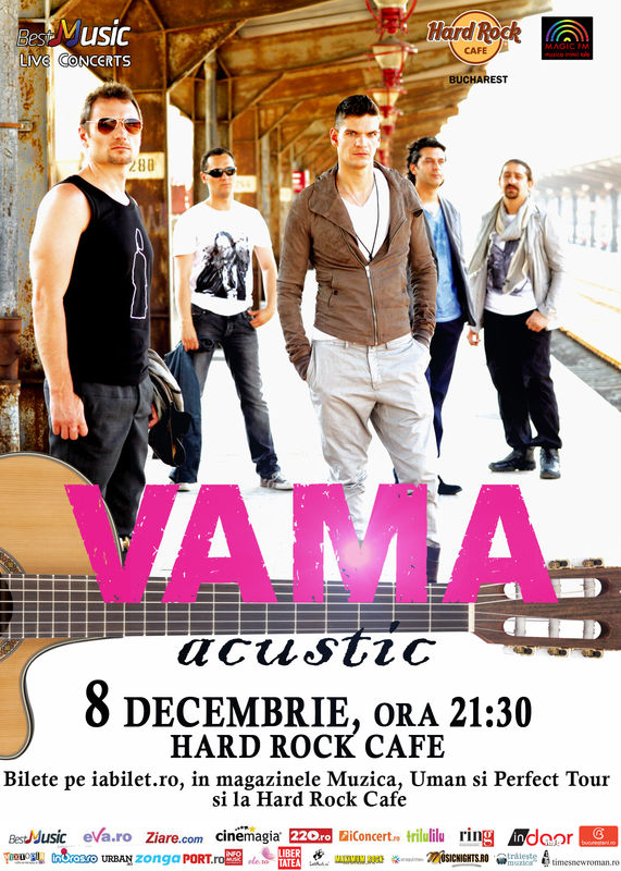 Vama concerteaza acustic in Hard Rock Cafe pe 8 decembrie 2014